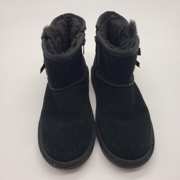 Koolaburra by UGG 1117810 Victoria Mini Ankle Boot Suede Black Youth 2 side bows - Picture 11 of 13